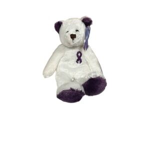 plushland small teddy bear cancer awareness ribbon purple white VIEW PHOTOS